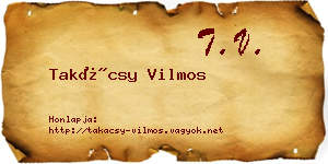 Takácsy Vilmos névjegykártya